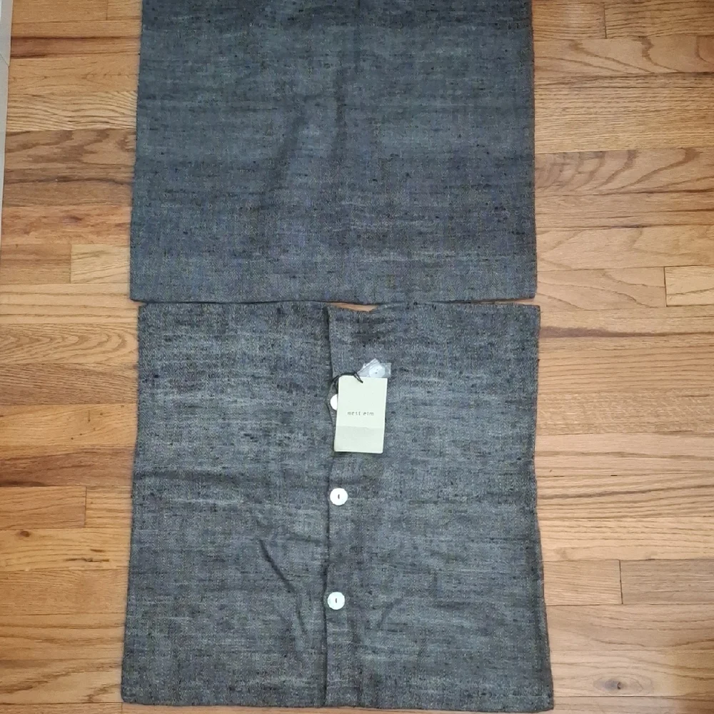 NWT West elm Gray Buttoned Cushion Covers X 2